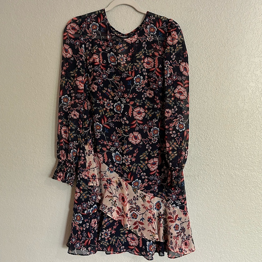 Eliza J navy, mixed floral dress
